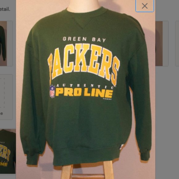 90's Green Bay Packers Authentic Pro Line Sweatshirt L Large Green Russell Athle - Picture 1 of 5